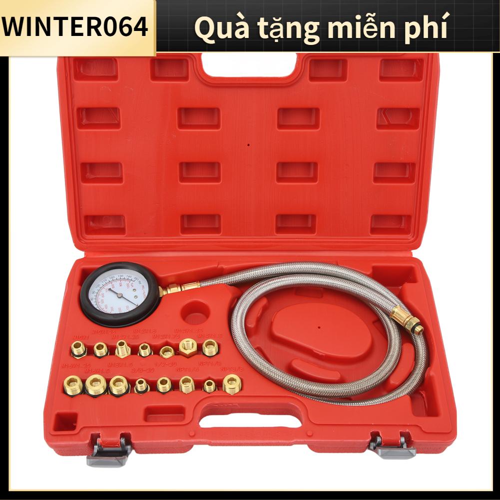 Winter064 Công cụ kiểm tra áp suất dầu với 15 bộ điều hợp 0 ​​đến 150psi Máy đo thang ống linh hoạt Bộ dụng phổ biến cho các loại xe