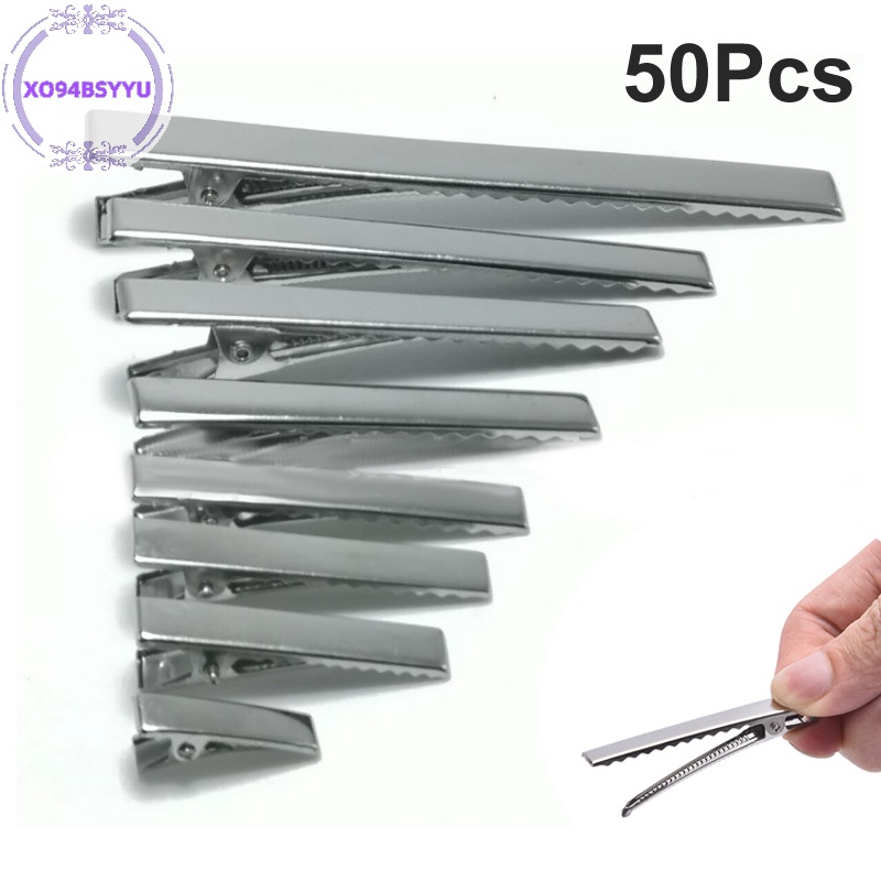 Xo94bsyu 50 Kẹp Cá Sấu Kim Loại Màu Bạc vn