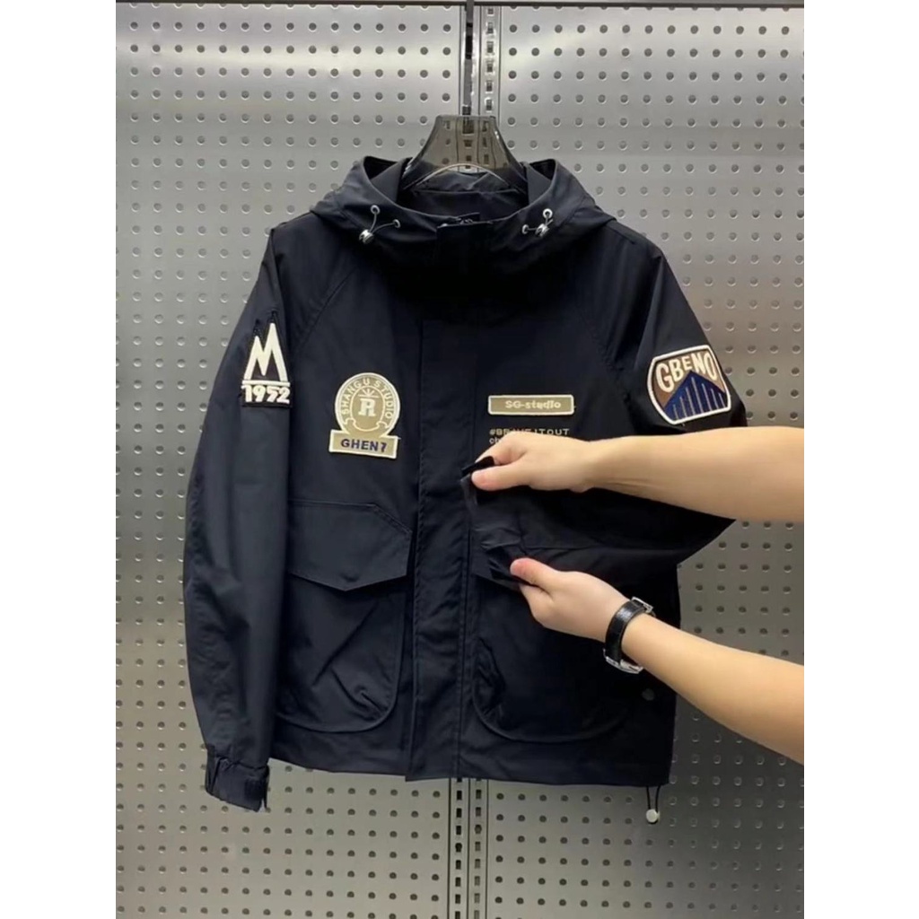 Áo Khoác Có Mũ Trùm Thêu Trang Trí Thời Trang Mùa Thu Phong Cách Mỹ Mới Dành Cho Nam