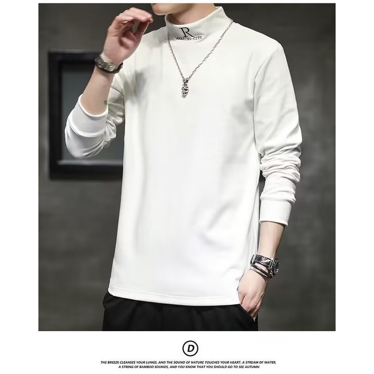 Áo Thun Tay Dài Cổ Lọ Dáng Rộng Thời Trang Xuân Thu 2023 Cho Nam