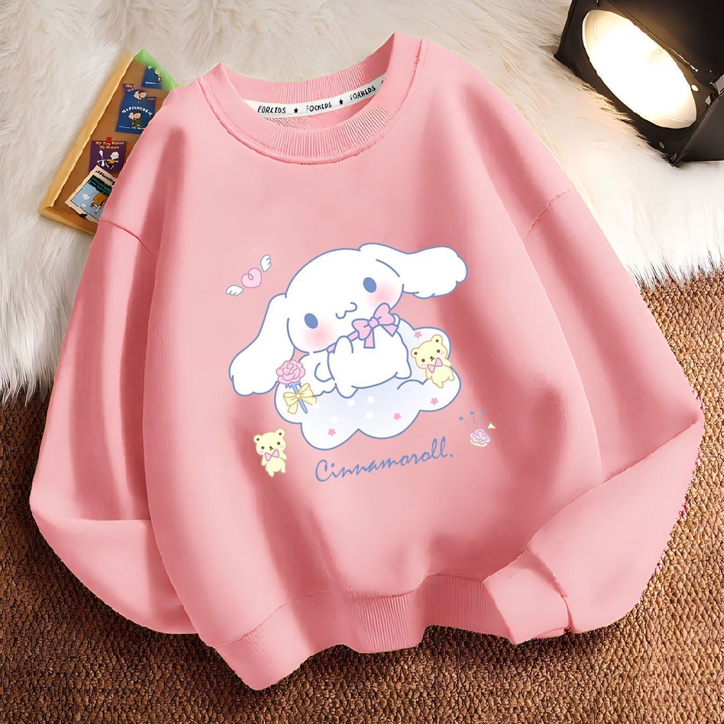 Áo Sweater Cổ Tròn Tay Dài In Hoạt Hình cinnamoroll Dễ Thương Thời Trang Mùa Thu Cho Bé Gái