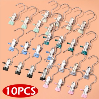 10 chiếc cao cấp thép không gỉ kẹp quần áo có móc giặt quần áo chốt treo quần áo móc treo kẹp móc kẹp