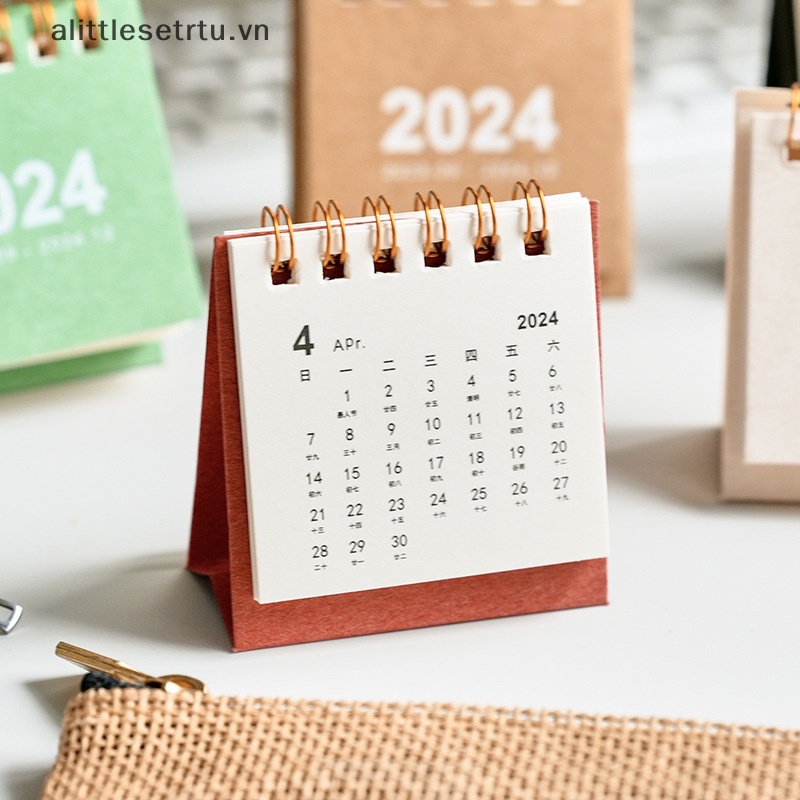 Alittlesetrtu Lịch 2024 mini Để Bàn Trang Trí Văn Phòng / Học Sinh