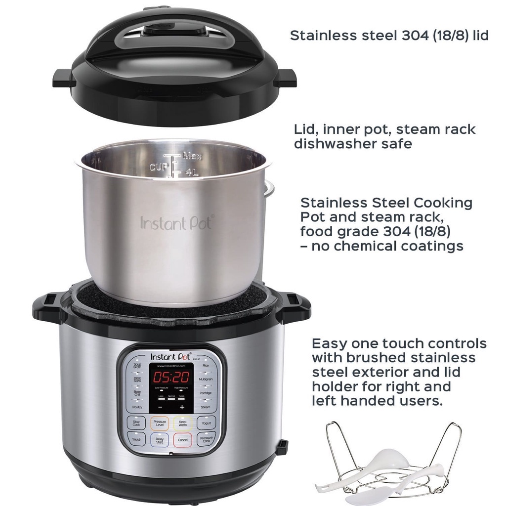 Nồi Áp Suất Instant Pot Duo 7in1, Nồi Đa Năng, Nồi Ninh Hầm, Nhập Đức, Hàng Chính Hãng, BH 12 Tháng, Shop H
