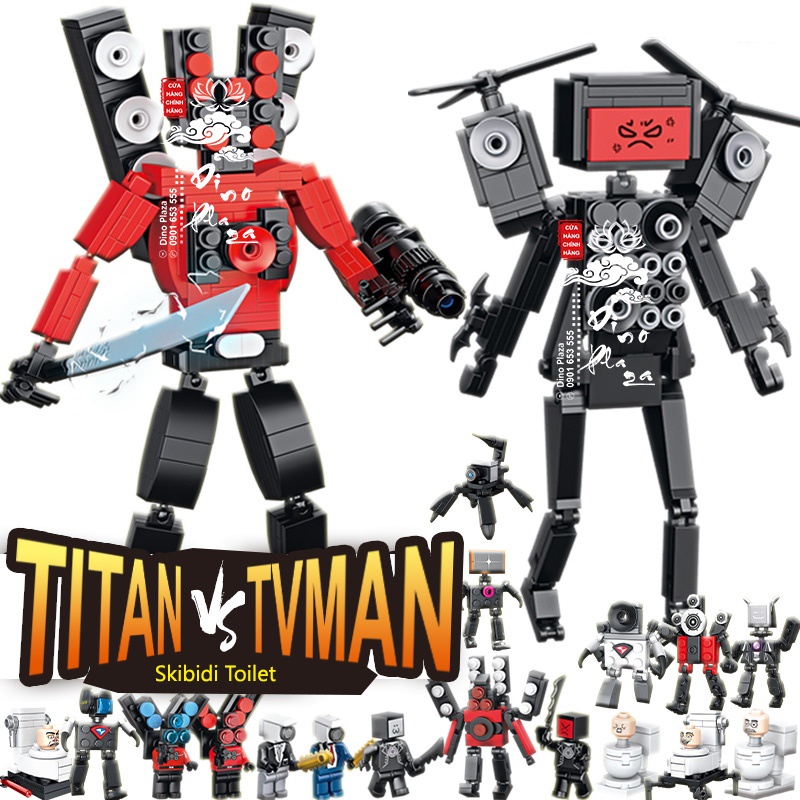 Lego 4 trong 1 Titan speaker man, Tivi man, camera man, Skibidi toilet - Đồ chơi lắp