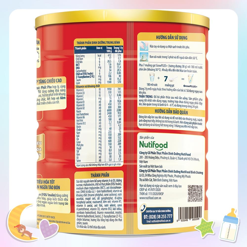 SỮA NUTI GROW PLUS LON ĐỎ 1.5KG CHO TRẺ SUY SINH DƯỠNG THẤP CÒI