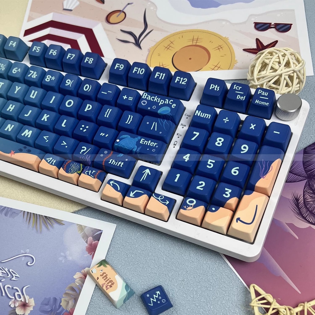Thế Giới Dưới Nước Keycaps MDA Profile Biển Xanh PBT DYE SUB Bàn Phím Cơ Keycap