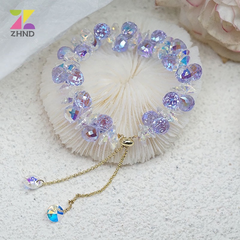 Zhuzhengde Vòng Tay Chuỗi Hạt Đá Pha Lê Nhân Tạo Lấp Lánh Thời Trang Cho Nữ