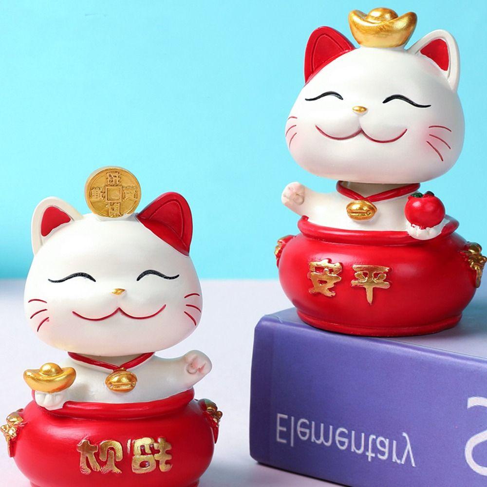 Mayshow Tượng Mèo May Mắn Bằng Nhựa resin Dễ Thương Trang Trí Bảng Điều Khiển Xe Hơi