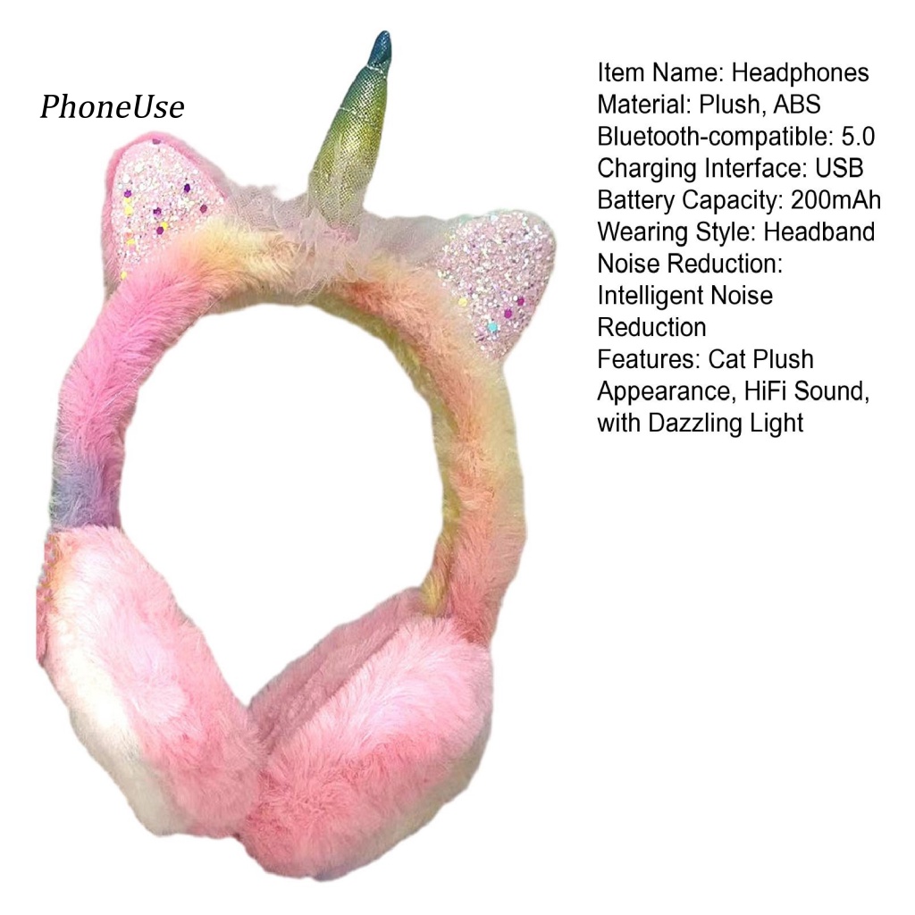 Phoneuse Tai Nghe Thể Thao Không Dây Chống Mồ Hôi Thiết Kế Hình Mèo Nhồi Bông Âm Thanh hifi bluetooth 5.0