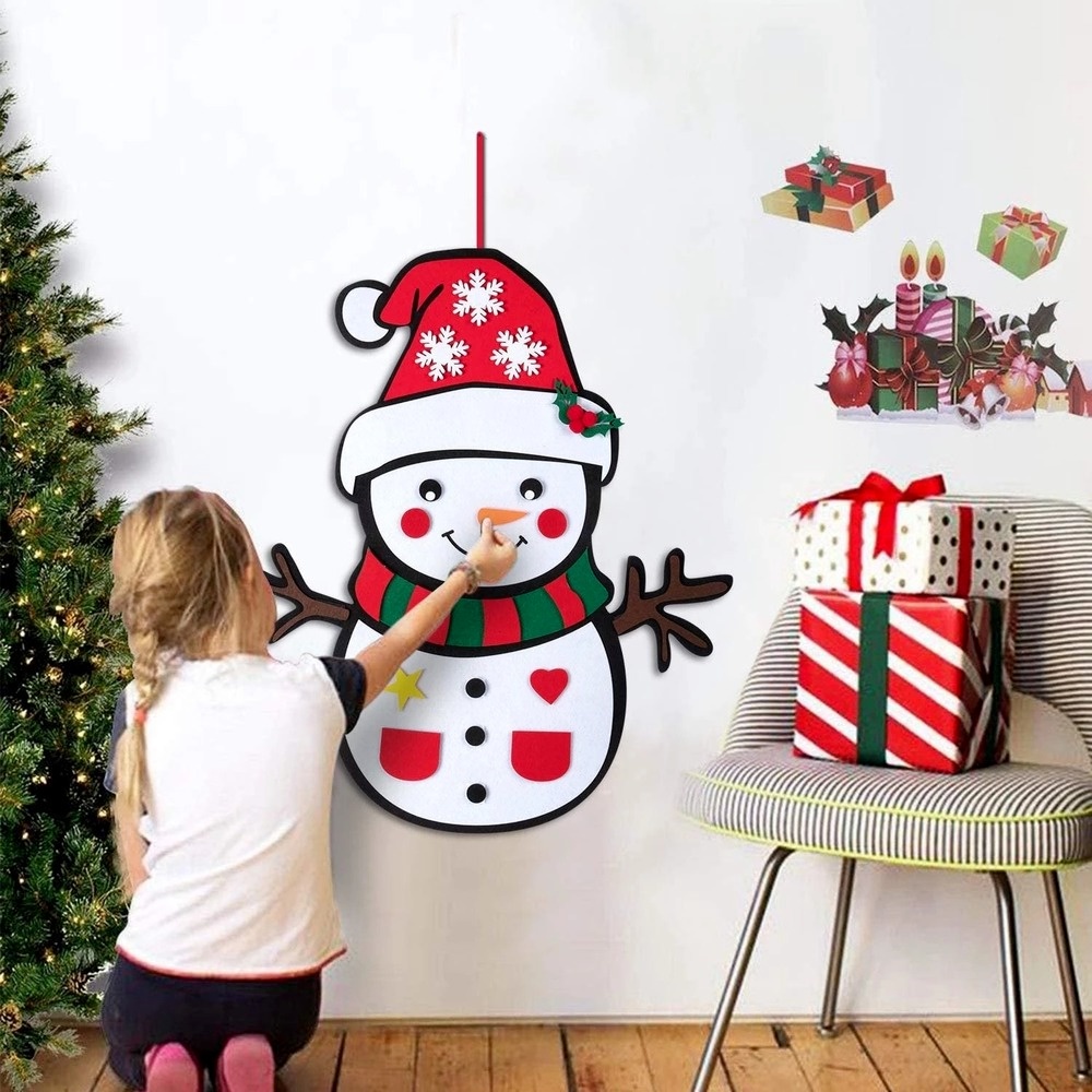 KIDS DIY FELT CHRISTMAS TREE WITH ORNAMENTS CHILDREN NEW YEAR GIFTS FOR CHRISTMAS DOOR WALL HANGING DECORA