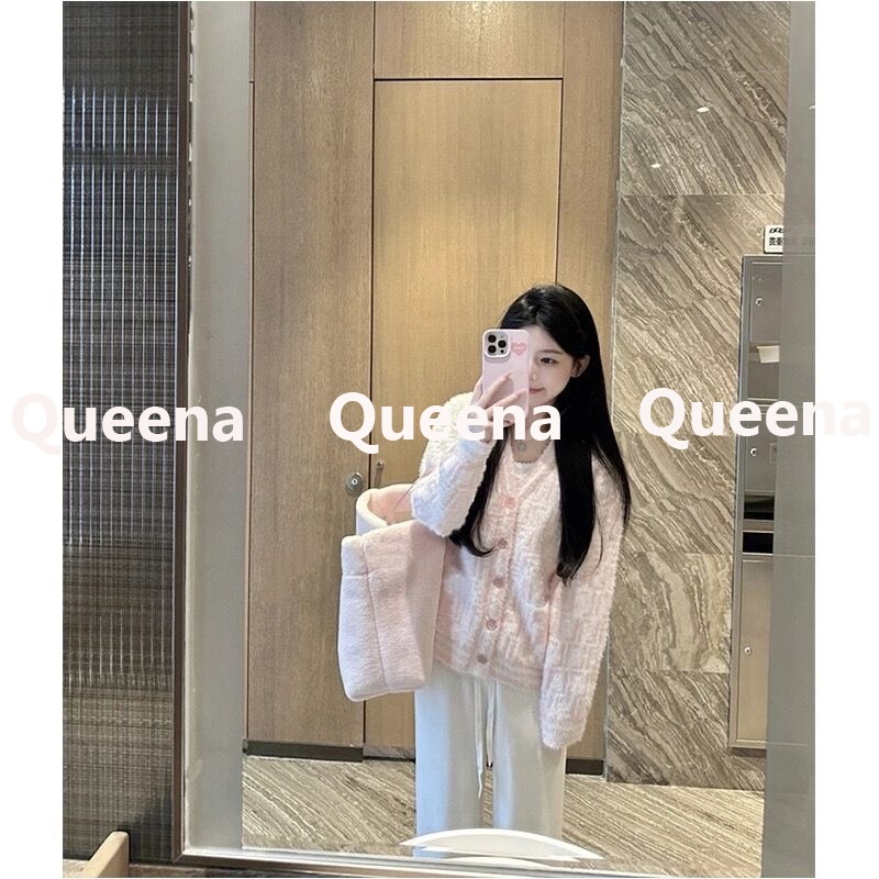 Queena Áo Len áo khoác cardigan Dễ thương Fashion Phong cách Đơn giản WMY2300HKX 42Z231019