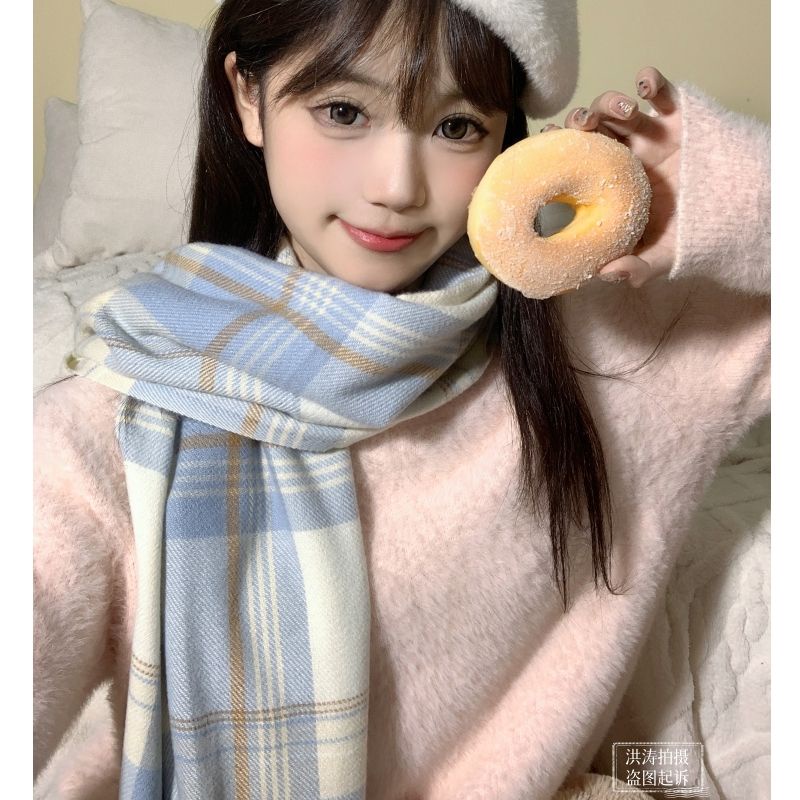 Khăn Quàng Cổ cashmere Nhân Tạo Phong Cách Hàn Quốc Mới Dễ Phối Đồ Ấm Áp Mùa Đông Dành Cho Nữ Sinh