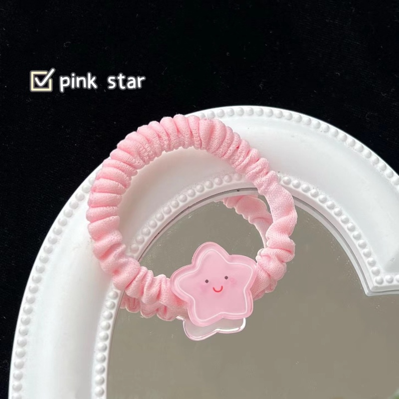 Dây Buộc Tóc Hình Tròn Nhỏ Họa Tiết Ngôi Sao Cười Dễ Thương Phong Cách Hàn Quốc