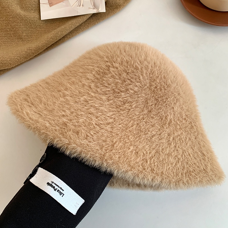 Mũ bucket Lông Nhung Màu Trắng Phong Cách Thời Trang Thu Đông Mới 2023 Cho Nữ