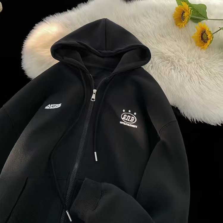 Áo Khoác hoodie Dáng Rộng Phối Khóa Kéo Đôi Phong Cách Hàn Quốc Cho Nam Giới Size m-8xl