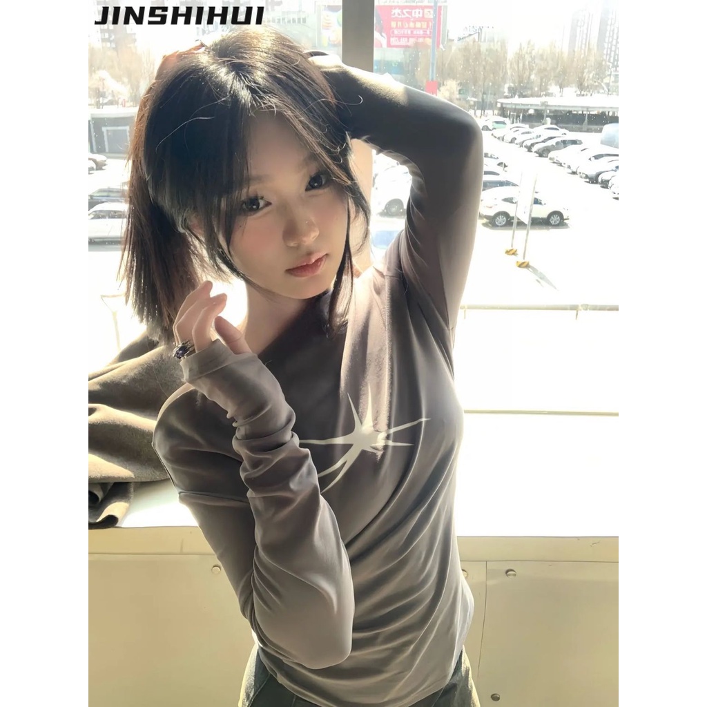 Áo thun croptop JINSHIHUI WMY23A0O8O 42Z231020 thời trang phổ biến cho nữ