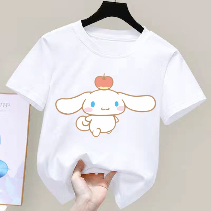 SANRIO Cinnamoroll Áo Thun Tay Ngắn y2k Thời Trang Mùa Hè Xinh Xắn Cho Bé Gái