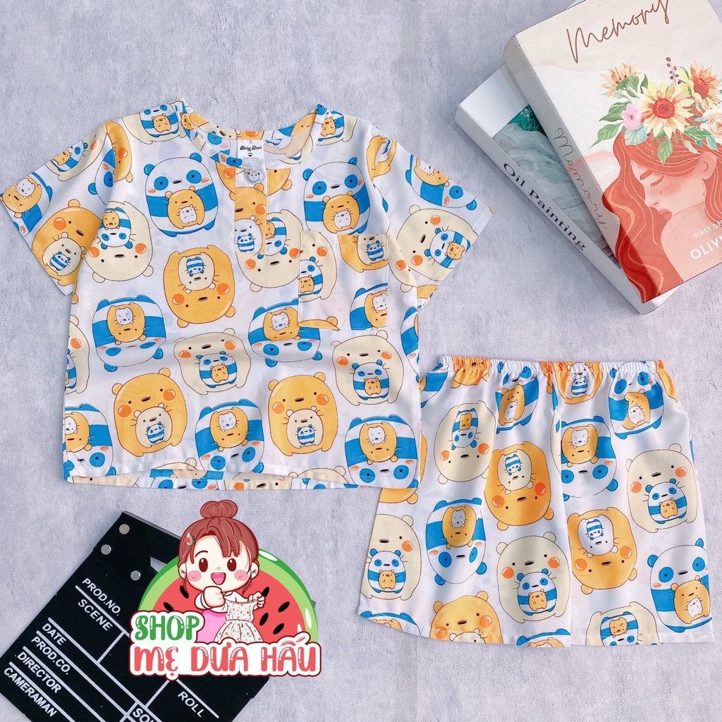 Bộ lanh/tole cộc tay quần đùi bé trai, bộ lanh ngắn bé trai 10-45kg shop mẹ dưa hấu