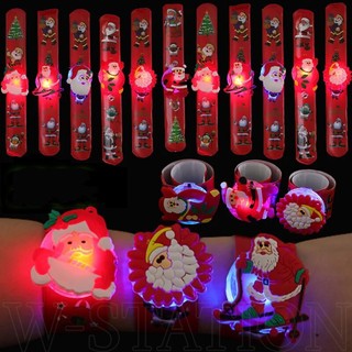 Vòng Đeo Tay Có Đèn led Phát Sáng Hình Tròn / Ông Già Noel / Nai Sừng Tấm Hoạt Hình Trang Trí Tiệc Giáng Sinh Cho Bé