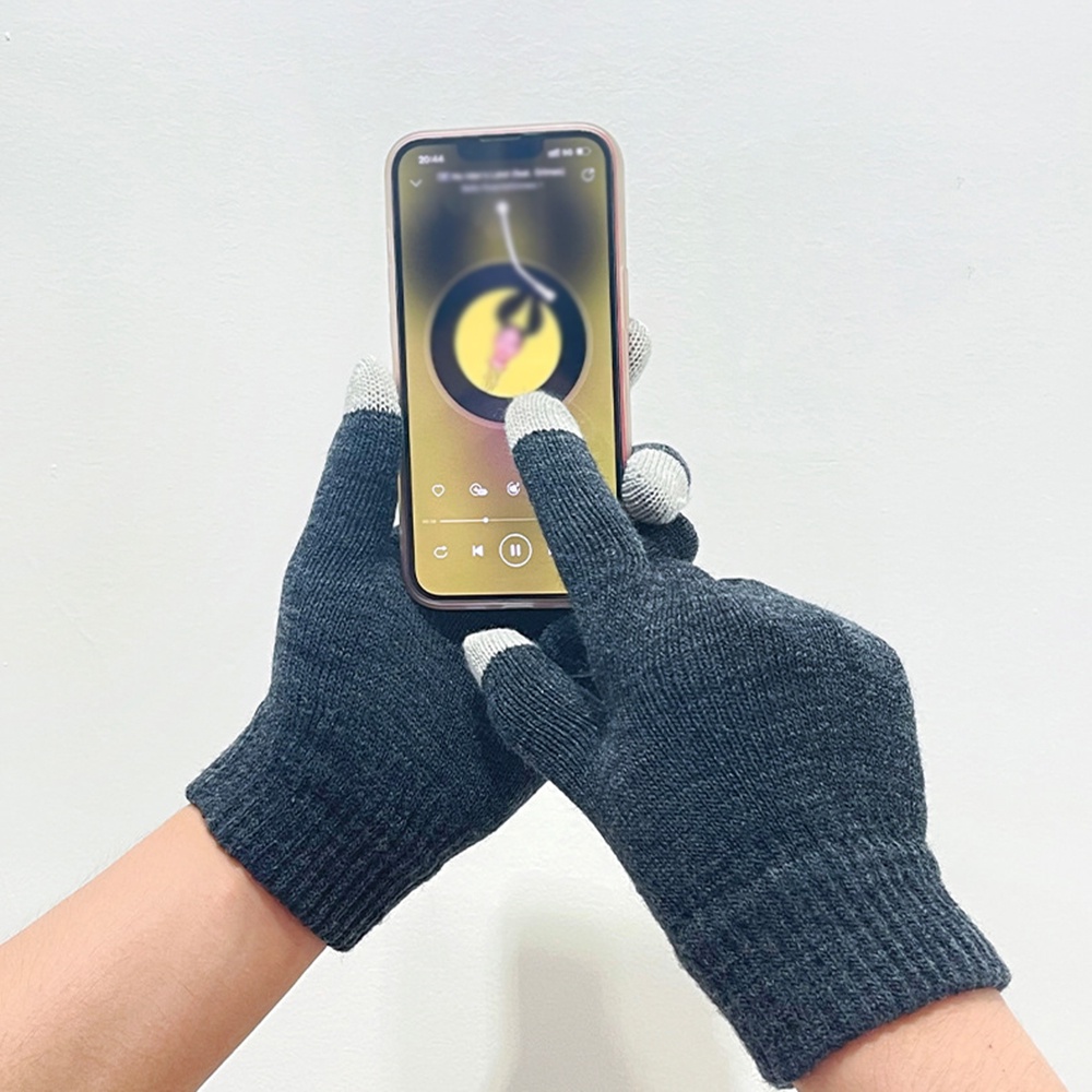 Găng Tay Đan Len Màu Trơn Ấm Áp Cho Cặp Đôi