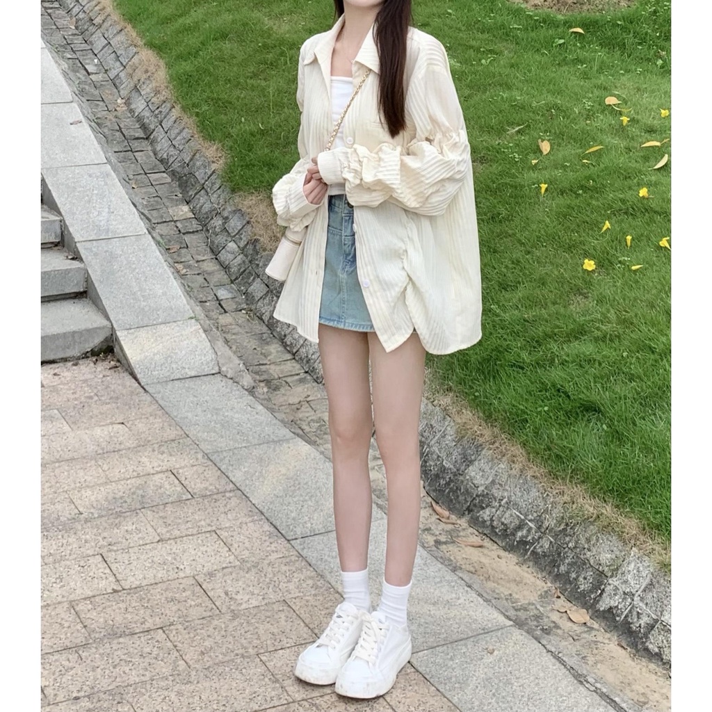 Ao sơ mi nữ dài tay form rộng áo nữ đẹp Cách Tân Dáng áo sơ mi kiểu | BigBuy360 - bigbuy360.vn