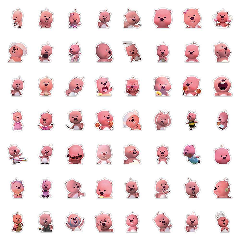 Keene Set 63 Miếng Dán Hoạt Hình Chống Nước Trang Trí Ván Trượt laptop Hành Lý Vui Nhộn Không Phai Màu