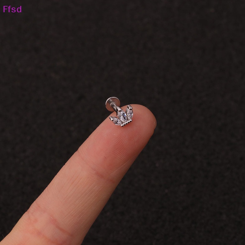 Khuyên Tai Đinh Tán Bằng Thép Không Gỉ Đính Đá zircon Hình Vương Miện Thời Trang Dự Tiệc Cho Nữ