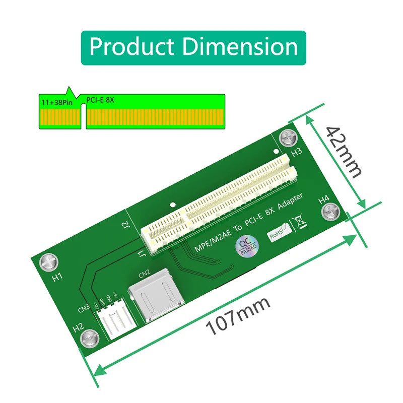 Mới card Mở Rộng ngff m.2 key a / e Sang pci express x8 usb 2.0 4pin Với Cáp Khóa Từ Tính