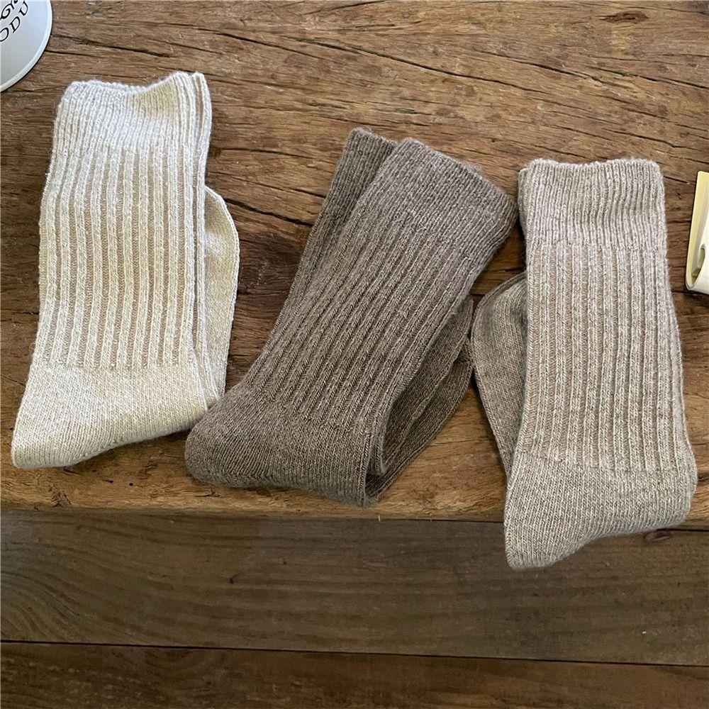 Okdeals Vớ Ngủ Dài Trung Bình Bằng Len cashmere Dày Màu Trơn Giữ Ấm Phong Cách Nhật Bản Cổ Điển Mặc Nhà Hàng Ngày Dành Cho Nam Và Nữ