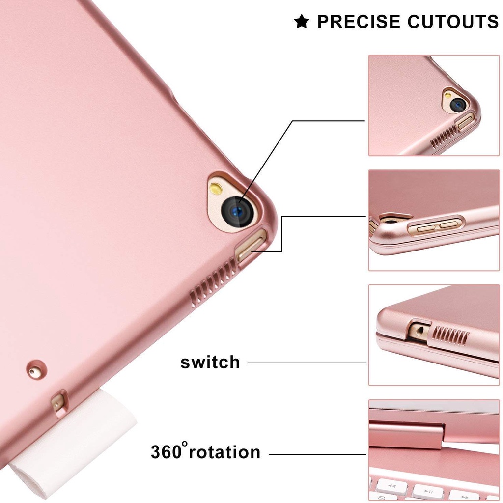 Bao Da Máy Tính Bảng Có Bàn Phím Xoay 360 Độ Cho ipad 9th / 8th / 7th gen 10.2 inch / 7 / mini 61 inch / ipad air 5 / air 4 / air 3 / mini 6