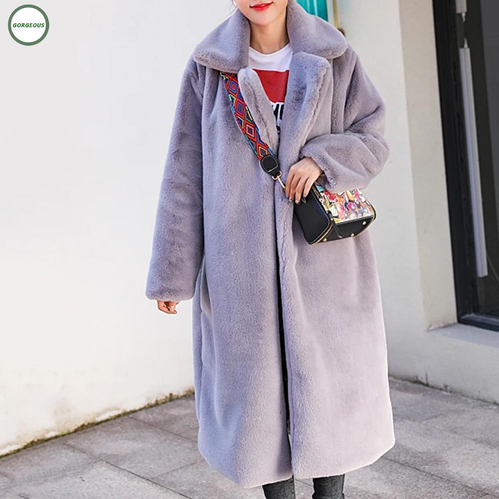 New Coming~Warm Winter Plush Coat Women's Artificial Rabbit Fur Loose Lapel Luxury#Home Essentialses