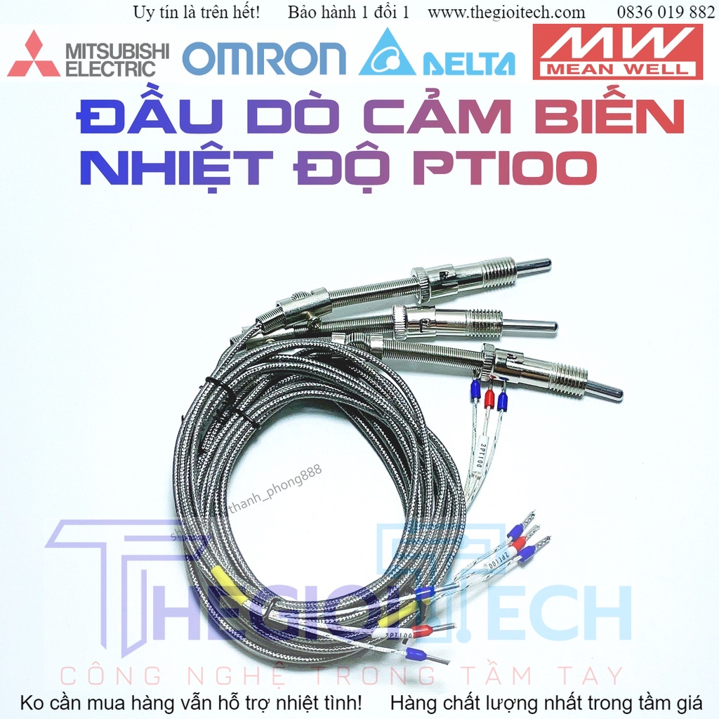 Đầu Dò Cảm Biến Nhiệt Độ PT100, K Đầu Dò Gài Lò Xo Nén - 2m - K