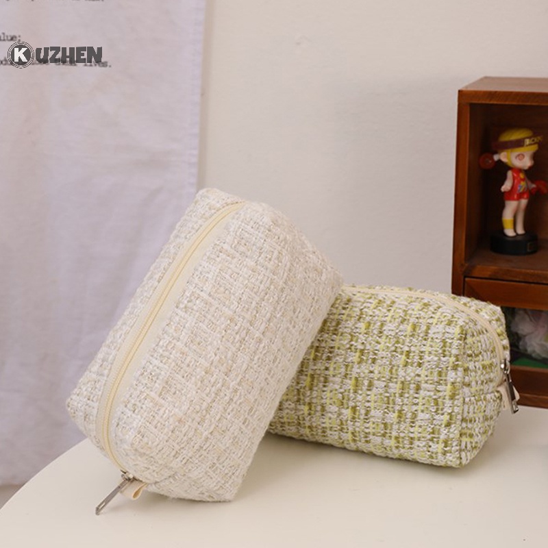 Túi Đựng Bút Chì / Đồ Trang Điểm / Mỹ Phẩm Vải canvas Kẻ Sọc Đen kuzhen Dễ Thương Dành Cho Bạn Gái
