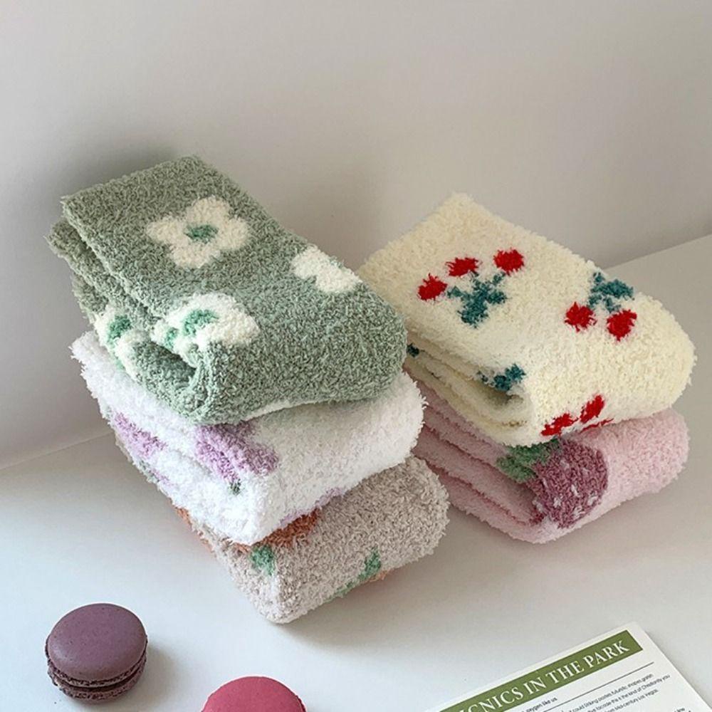Mihan1 Đôi Vớ Ngủ Bằng Vải Nhung San Hô Lông Cừu San Hô Dày Mềm Mại Dễ Thương Thời Trang Mùa Thu Dành Cho Bạn Nữ