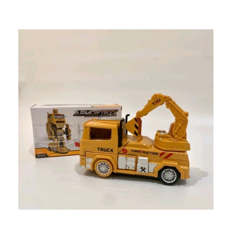 Robot biến hình Transformer biến thành xe múc hàng chạy pin