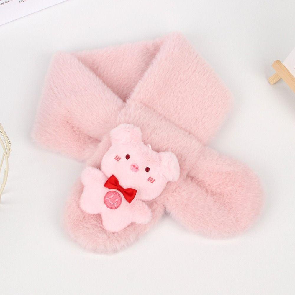 Leota Khăn Choàng Lông Thỏ Giả Dày Dặn Màu Trơn Giữ Ấm Mùa Đông Cho Bé