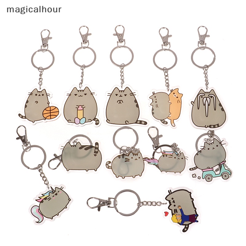Magicalhour ^ ^ Móc Khóa acrylic Hình Mèo Pusheen Hoạt Hình Nhật Bản Đáng Yêu * Phụ Kiện Mới