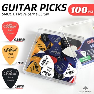 Alice 100pcs pick gảy đàn guitar abs 0,58 mm/ 0,71 mm/ 0,81 mm phím gảy đàn guitar phụ kiện đàn guitar miếng gảy đàn guitar