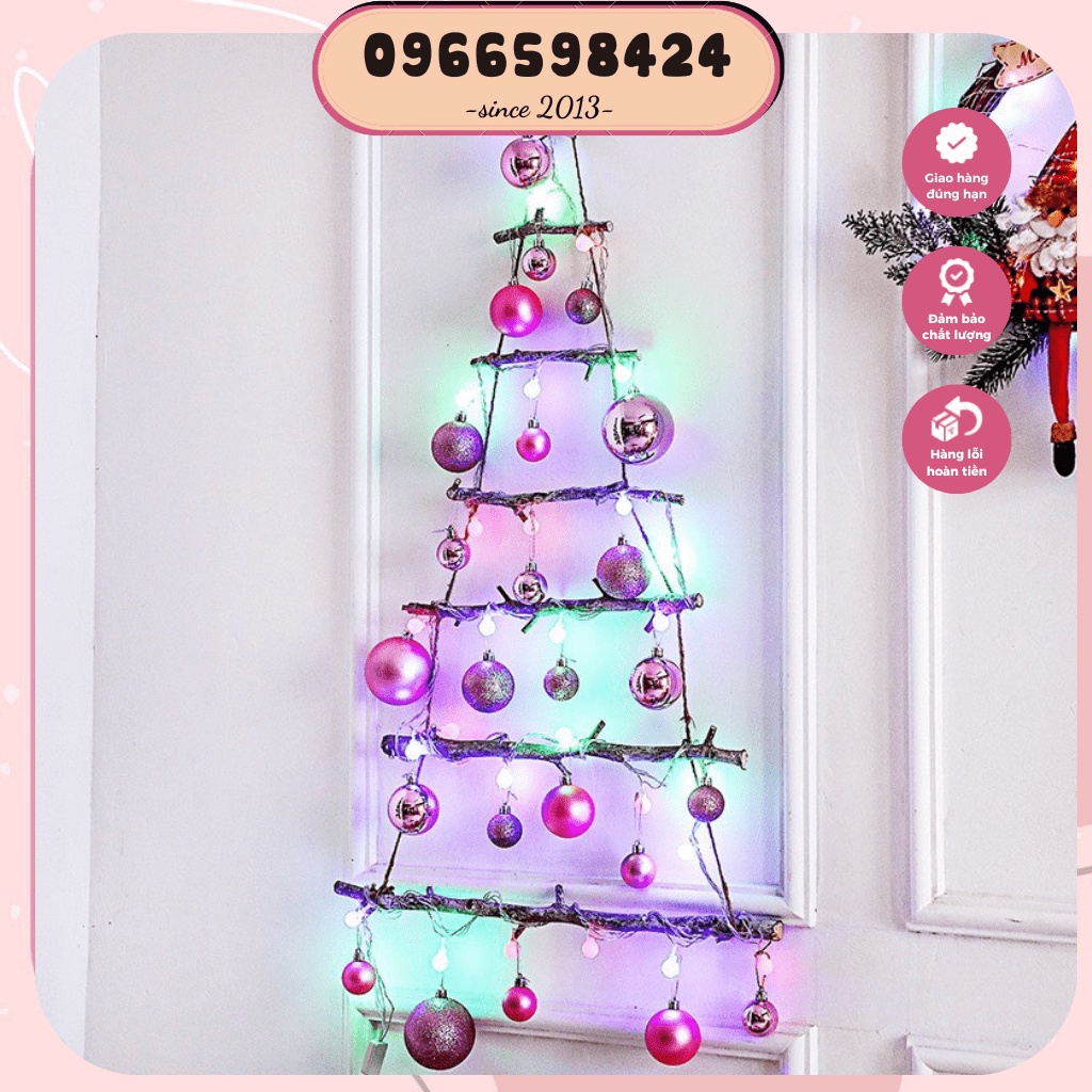 Mô hình cây thông noel treo tường 90cm, mô hình cây thông bằng cành gỗ trang trí giáng sinh