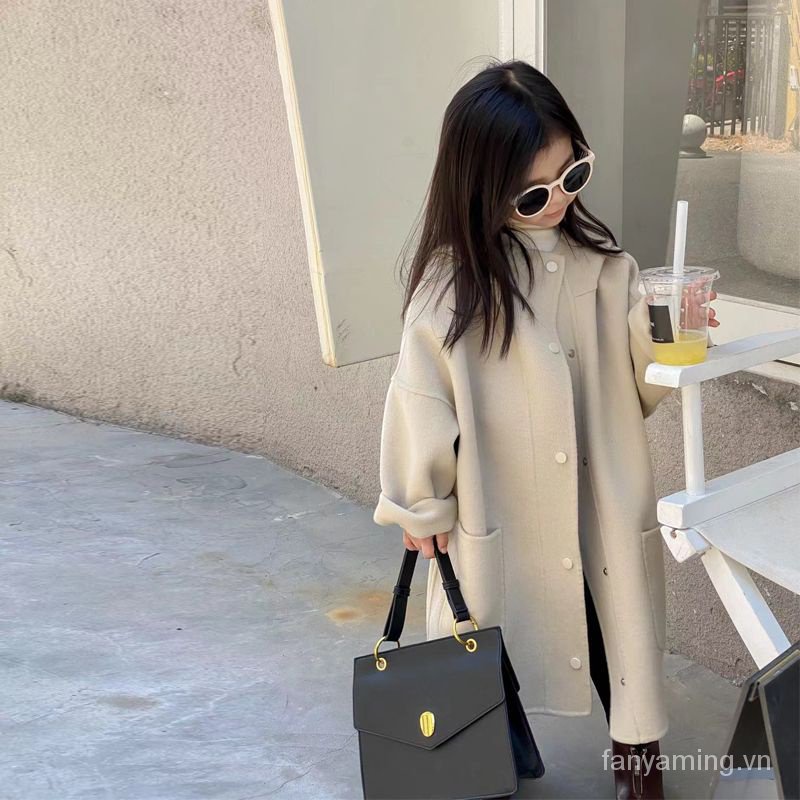 Áo Khoác Len Hai Mặt Cao Cấp Thời Trang Mùa Thu Đông Theo Phong Cách Hàn Quốc Cho Bé Gái