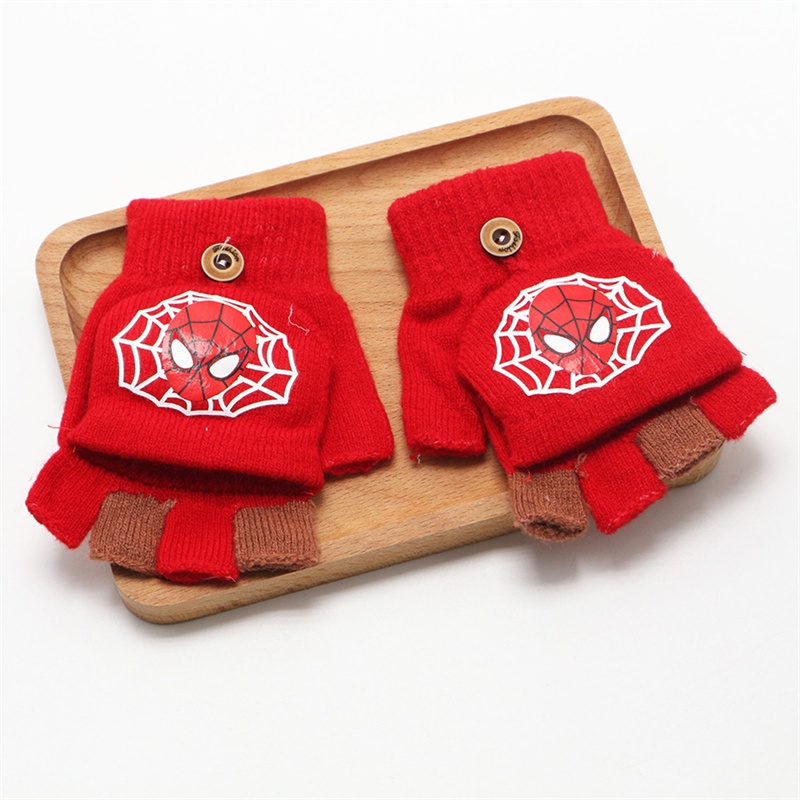 SUPER KIDS Găng Tay Hở Ngón Chống Lạnh Dày Dặn Cho Bé Trai Và Bé Gái Dễ Thương