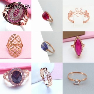 ♥ hàng mới về mới nhẫn mạ vàng hồng 14k đính đá sapphire tím 585 sang trọng