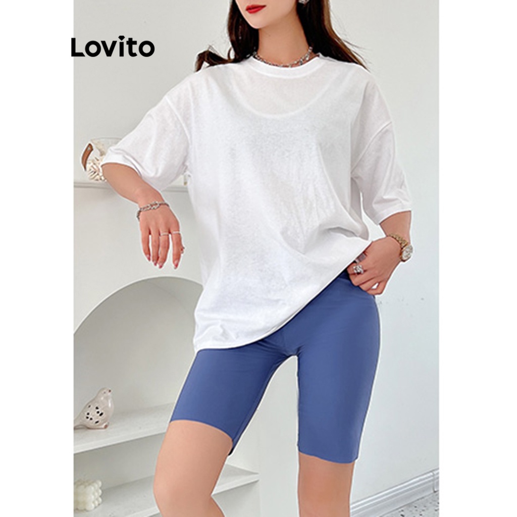 Lovito Quần short thể thao cơ bản lưng cao thể thao L004015