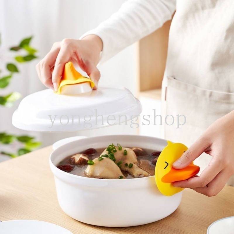 Set 2 Găng Tay silicone Chống Bỏng Chịu Nhiệt Hình Vịt Vàng Hoạt Hình Cho Nhà Bếp