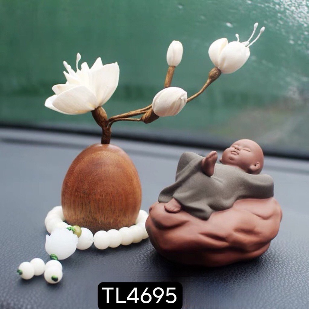 Set tượng gốm nâu cao cấp + bình hoa sen cực đẹp