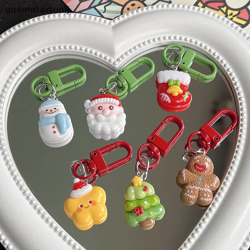 Onemetertomj Móc Chìa Khóa Hình Búp Bê Gừng / Ông Già Noel / Cây Thông / Vớ Trang Trí Túi Xách