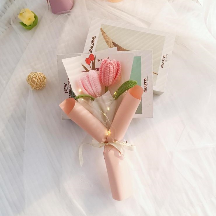 Hoa Tulip Handmade loang màu siêu xinh,bó hoa tốt nghiệp cute handmade làm từ len mix,tặng người yêu