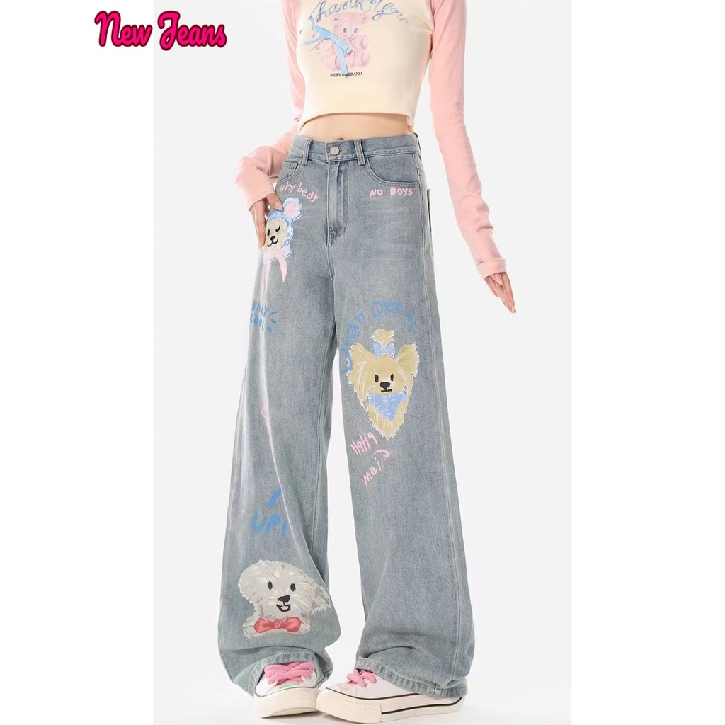 Prowow quần ống rộng quần jean nữ Thời trang Phong cách INS hàn quốc WNK23B0O2T 46Z231116