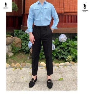 Áo sơ mi nam Denim dài tay, chất liệu co giãn nhẹ